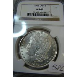 1885-O  Morgan Silver Dollar NGC MS62