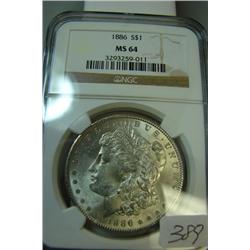 1886  Morgan Silver Dollar NGC MS64
