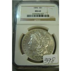 1896  Morgan Silver Dollar NGC MS62
