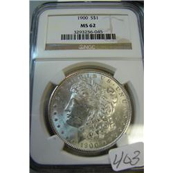 1900  Morgan Silver Dollar NGC MS62