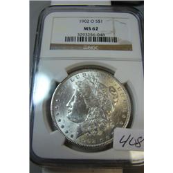 1902-O  Morgan Silver Dollar NGC MS62