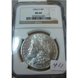 1904-O  Morgan Silver Dollar NGC MS60