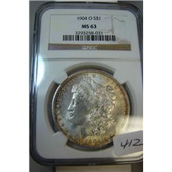 1904-O  Morgan Silver Dollar NGC MS63