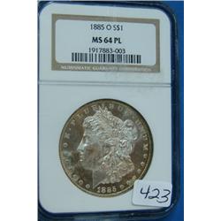 1885-O Morgan Silver Dollar NGC MS64PL