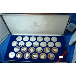 The Treasure Coins of the Caribbean 25 different Sterling Coins w/ctfs. & case