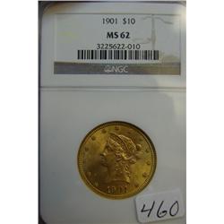 1901 $10.00 Liberty Gold Coin NGC MS62