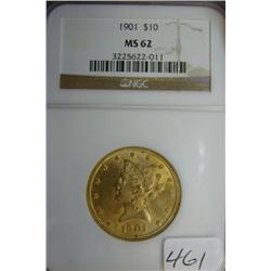 1901 $10.00 Liberty Gold Coin NGC MS62