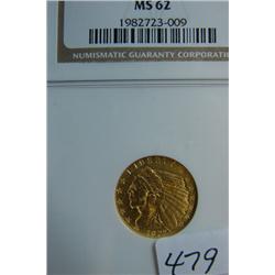 1927 $2.50 Indian Head Gold Coin NGC MS62