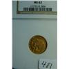 1929 $2.50 Indian Head Gold Coin NGC MS62