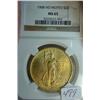 1908 No Motto $20 St. Gaudens Gold Coin NGC MS65
