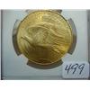 Image 2 : 1908 No Motto $20 St. Gaudens Gold Coin NGC MS65