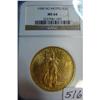 1908 No Motto $20 St. Gaudens Gold Coin NGC MS64