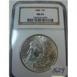 1886 Morgan Silver Dollar NGC MS65
