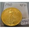1910 $20.00 St. Gaudens Gold Coin XFt