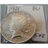 1921 Peace Silver Dollars BU 60