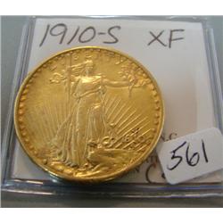 1910-S  $20.00 St. Gaudens Gold Coin XF