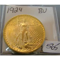 1924  $20.00 St. Gaudens Gold Coin BU