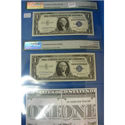 2 Silver $1 Certificates 1935-E Fr.#1614 PMG 67EPQ & 1957 Fr#1619 PMG66EPQ