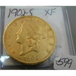 1902-S $20.00 Liberty Head Gold Coin  XF