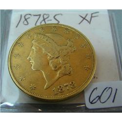 1878-S $20.00 Liberty Gold Coin Circ. XF