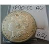 1890 Carson City Silver Dollar AU