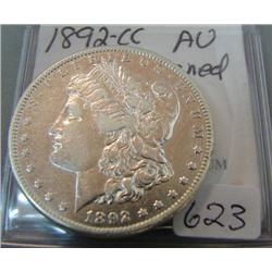 1892 Carson City Silver Dollar AU cleaned