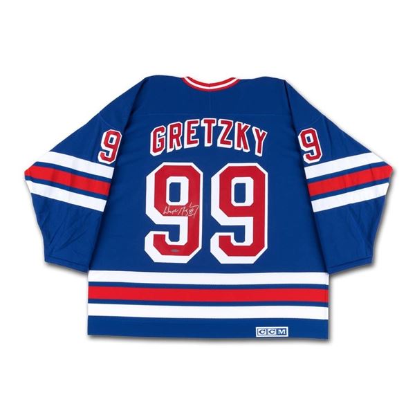 WAYNE GRETZKY SIGNED NY RANGERS HOCKEY JERSEY (UPPER DECK COA)