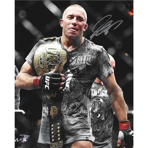 GEORGE ST. PIERRE SIGNED 8X10 PHOTO (FROZEN POND COA)