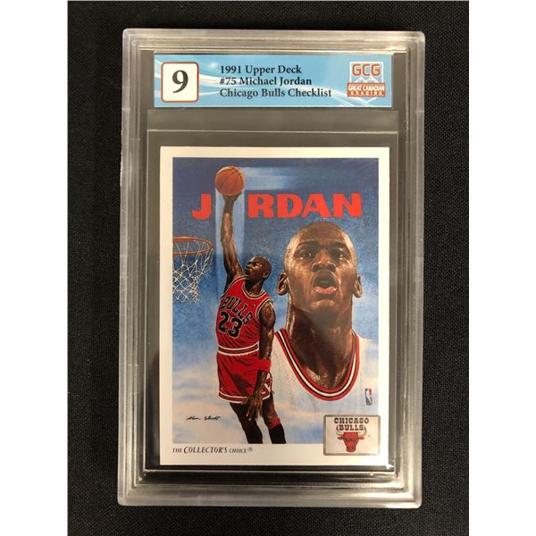 1991 UPPER DECK NO. 75 MICHAEL JORDAN CHICAGO BULLS CHECKLIST (GCG 9)