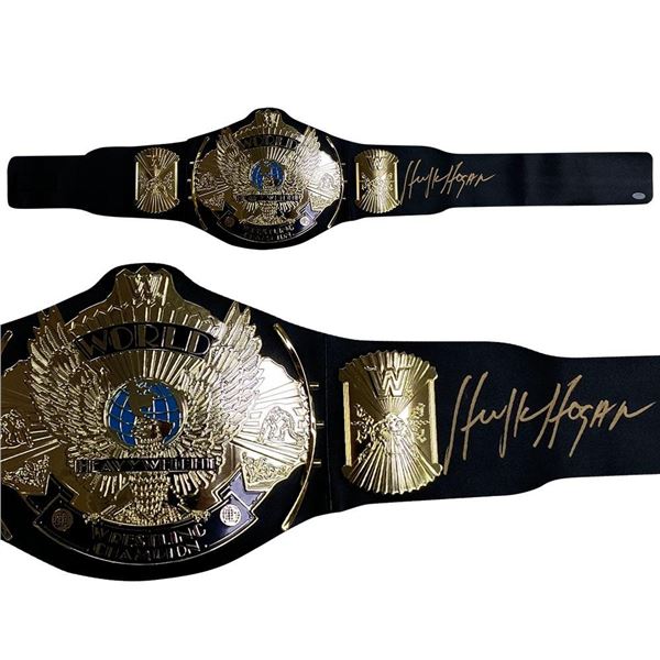 HULK HOGAN SIGNED WWE WORLD HEAVYWEIGHT CHAMPIONSHIP REPLICA BELT (FROZEN POND COA)