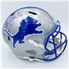 Image 1 : BARRY SANDERS SIGNED DETROIT LIONS GRAY FULL-SIZE HELMET (BECKETT COA)