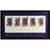 Image 1 : LOS ANGELES LAKERS LEGENDS (5) CHAMBERLAIN, JABBAR, JOHNSON SIGNED FRAMED 22X39 LITHOGRAPH (BAS)