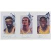 Image 2 : LOS ANGELES LAKERS LEGENDS (5) CHAMBERLAIN, JABBAR, JOHNSON SIGNED FRAMED 22X39 LITHOGRAPH (BAS)