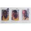 Image 3 : LOS ANGELES LAKERS LEGENDS (5) CHAMBERLAIN, JABBAR, JOHNSON SIGNED FRAMED 22X39 LITHOGRAPH (BAS)