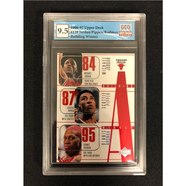1996-97 UPPER DECK NO. 139 M.JORDAN/S. PIPPEN/D. RODMAN (GCG 9.5)