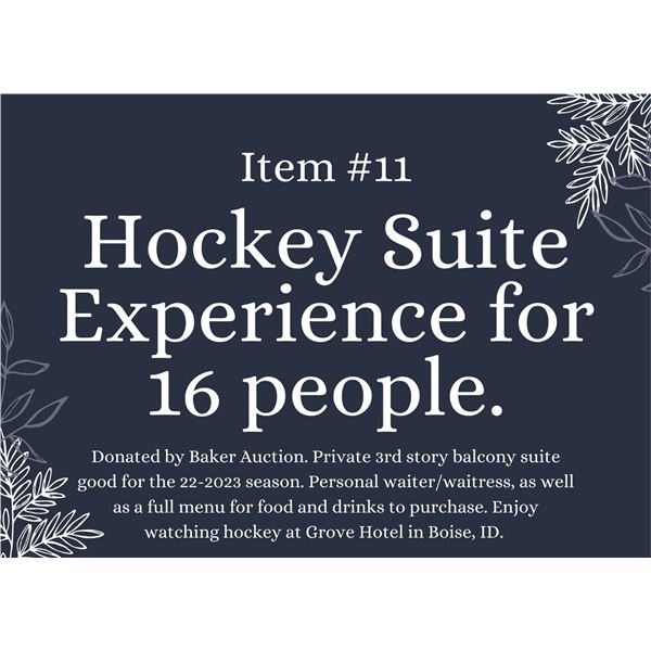 Hockey Suite Experience for 16 People (Live Auction Item)