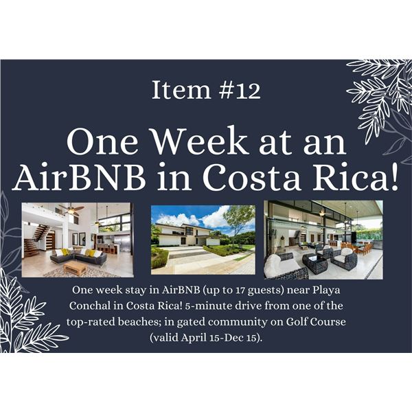 One Week at an Air BnB in Costa Rica! (Live Auction Item)