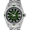 Image 1 : Rolex Mens Stainless Steel Diamond Lugs Green Vignette & Emerald Datejust 36MM