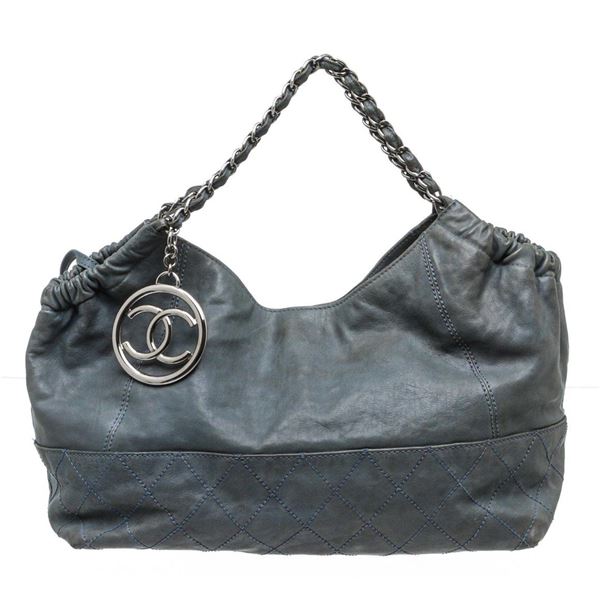 Chanel Blue Leather Coco Cabas Shoulder Bag