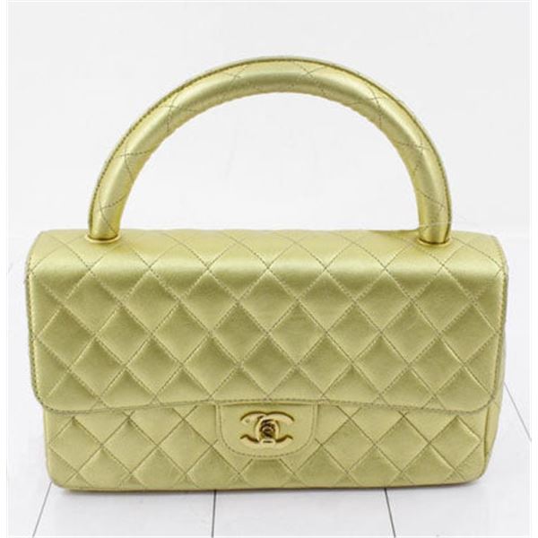 Chanel Gold Metallic Quilted Lambskin Leather Kelly Medium Flap Bag