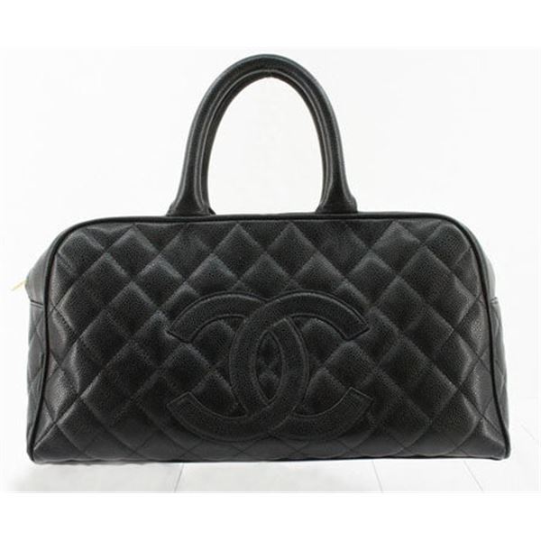 Chanel Black Quilted Caviar Leather Mini Boston Bag