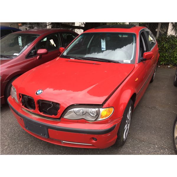 *TOW* 2002 BMW 330 XI, 4DR SEDAN, RED, VIN # WBAEW53402PG17408