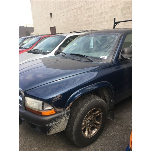 *TOW* 2004 DODGE DAKOTA, 4DR PU, BLUE, VIN # 1D7HL38N34S789305