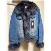 Image 1 : Alaska Fur Gallery Denim Jacket with Fox Collar and Cuffs