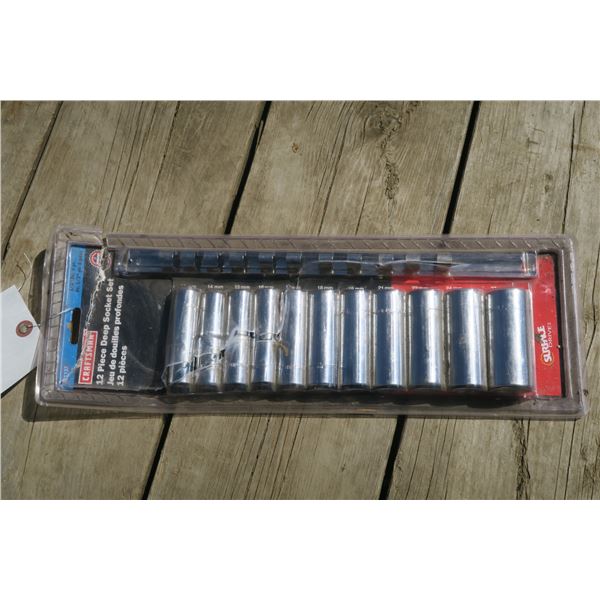 12pc Craftsman 1/2" Drive Metric Deep Socket Set - 13mm - 27mm