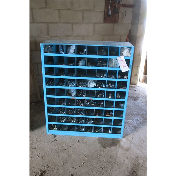 Steel Bolt Bin Complete with Contents - Nuts, Washers, Bolts - 42H x 35 1/2W in.