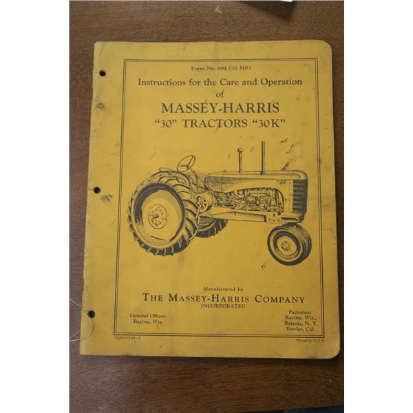 Massy Harris Manual - "30" Tractors "30K"