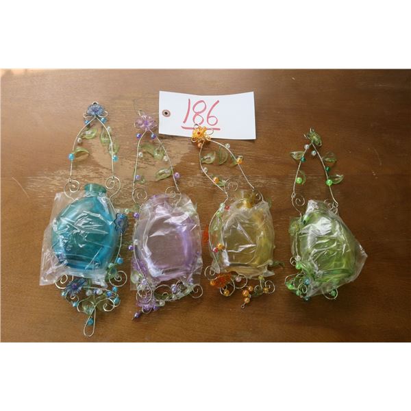 4 Decorative Glass Bottles