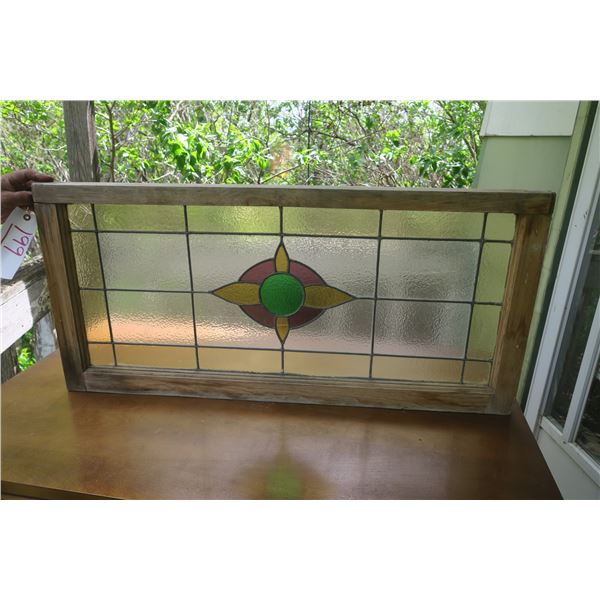 Stained Glass Window - 42x20" - Small Crack in Top left Corner