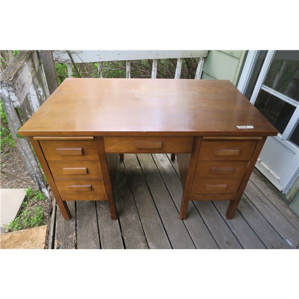 Wooden Antique Desk - Double Pedestal - 50x30x31H in.